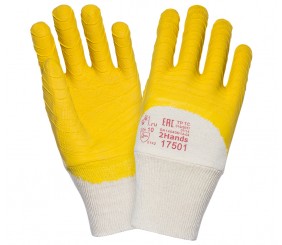 Перчатки от порезов и проколов "2Hands" с латексным покрытием (желтые)